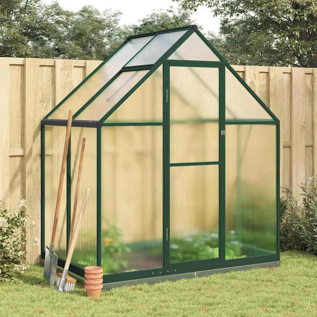 HUAKEHOM Gewächshaus mit Fundamentrahmen Pflanzenhaus mit Dachrinnensystem Flügeltür Treibhaus für Pflanzen Frühbeet Grün 169x114x202 cm Aluminimum - Bild 1