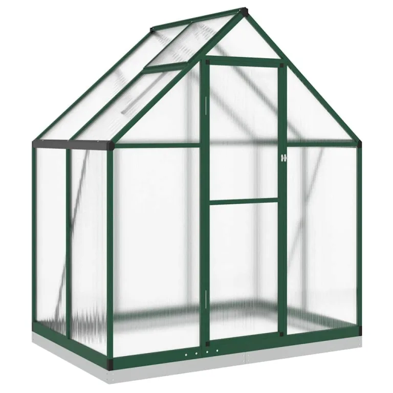 HUAKEHOM Gewächshaus mit Fundamentrahmen Pflanzenhaus mit Dachrinnensystem Flügeltür Treibhaus für Pflanzen Frühbeet Grün 169x114x202 cm Aluminimum – Bild 2