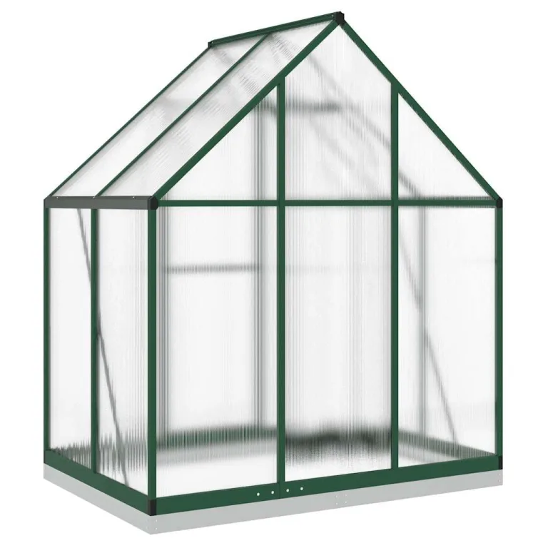 HUAKEHOM Gewächshaus mit Fundamentrahmen Pflanzenhaus mit Dachrinnensystem Flügeltür Treibhaus für Pflanzen Frühbeet Grün 169x114x202 cm Aluminimum – Bild 5