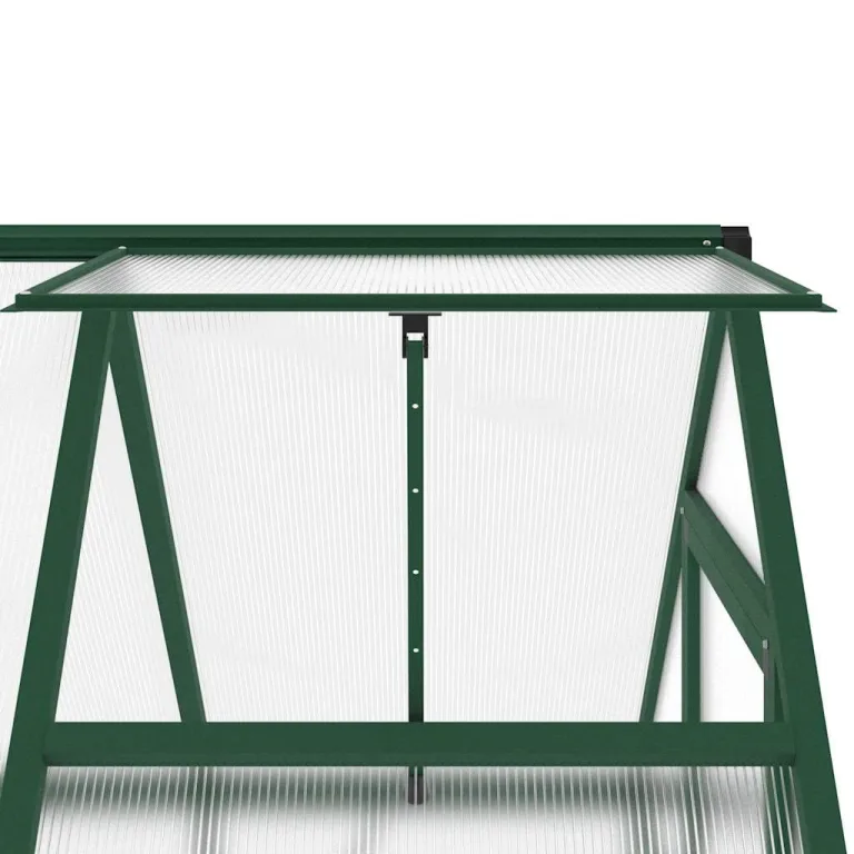HUAKEHOM Gewächshaus mit Fundamentrahmen Pflanzenhaus mit Dachrinnensystem Flügeltür Treibhaus für Pflanzen Frühbeet Grün 169x114x202 cm Aluminimum – Bild 9