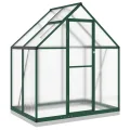 HUAKEHOM Gewächshaus mit Fundamentrahmen Pflanzenhaus mit Dachrinnensystem Flügeltür Treibhaus für Pflanzen Frühbeet Grün 169x114x202 cm Aluminimum - Thumbnail 2