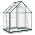 HUAKEHOM Gewächshaus mit Fundamentrahmen Pflanzenhaus mit Dachrinnensystem Flügeltür Treibhaus für Pflanzen Frühbeet Grün 169x114x202 cm Aluminimum - Thumbnail 5