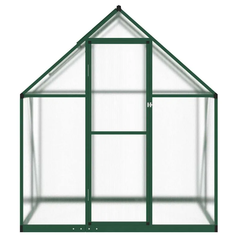 HUAKEHOM Gewächshaus mit Fundamentrahmen Pflanzenhaus mit Dachrinnensystem Flügeltür Treibhaus für Pflanzen Frühbeet Grün 169x114x195 cm Aluminimum – Bild 3