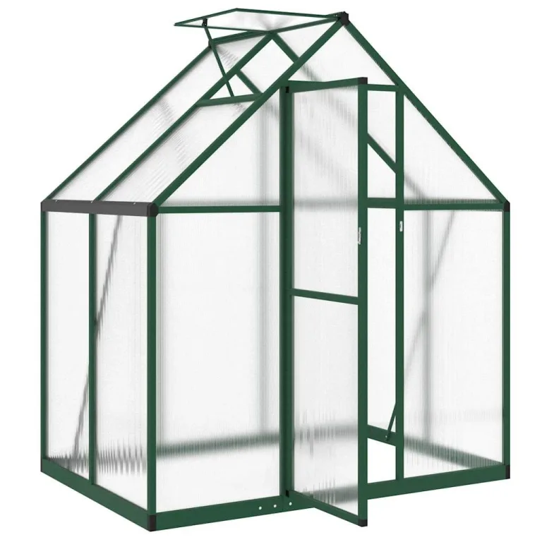 HUAKEHOM Gewächshaus mit Fundamentrahmen Pflanzenhaus mit Dachrinnensystem Flügeltür Treibhaus für Pflanzen Frühbeet Grün 169x114x195 cm Aluminimum – Bild 6