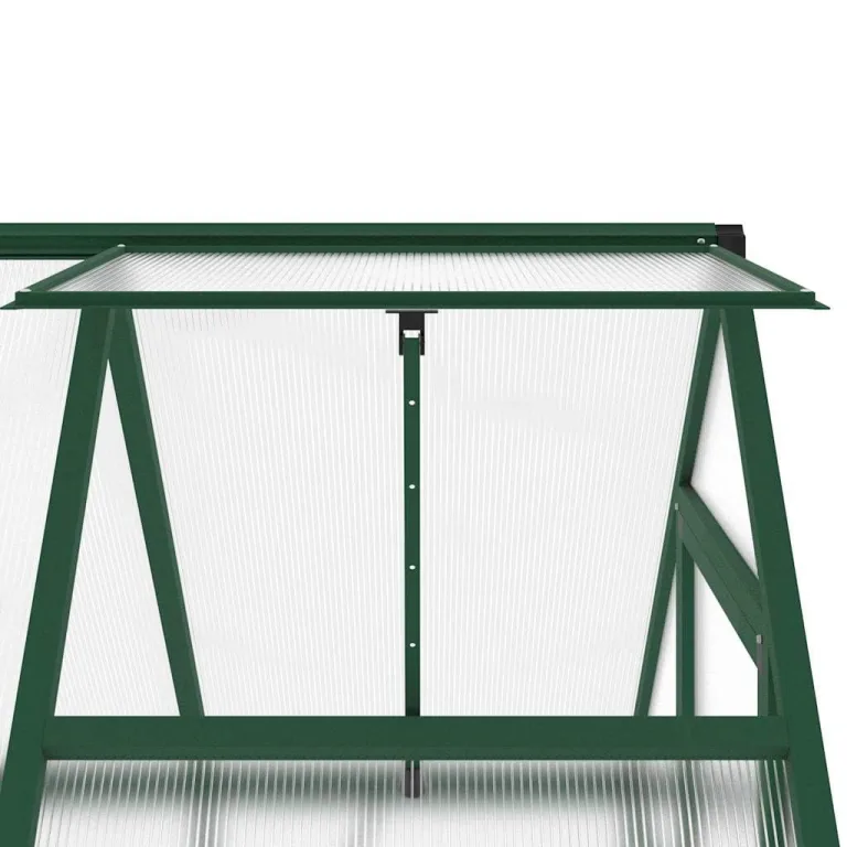 HUAKEHOM Gewächshaus mit Fundamentrahmen Pflanzenhaus mit Dachrinnensystem Flügeltür Treibhaus für Pflanzen Frühbeet Grün 169x114x195 cm Aluminimum – Bild 9