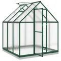 HUAKEHOM Gewächshaus mit Fundamentrahmen Pflanzenhaus mit Dachrinnensystem Flügeltür Treibhaus für Pflanzen Frühbeet Grün 169x169x202 cm Aluminimum - Thumbnail 6