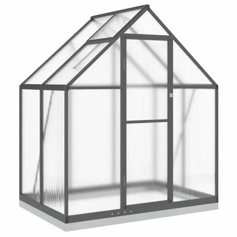 HUAKEHOM Gewächshaus mit Fundamentrahmen Pflanzenhaus mit Dachrinnensystem Flügeltür Treibhaus für Pflanzen Frühbeet Anthrazit 169x114x202 cm Alu – Bild 2