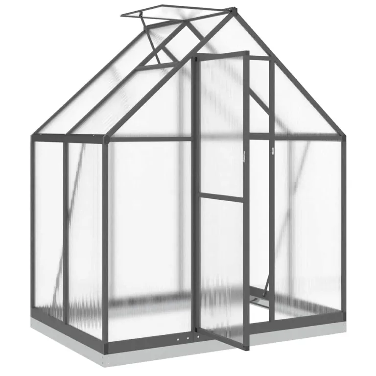 HUAKEHOM Gewächshaus mit Fundamentrahmen Pflanzenhaus mit Dachrinnensystem Flügeltür Treibhaus für Pflanzen Frühbeet Anthrazit 169x114x202 cm Alu – Bild 6