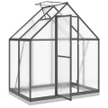 HUAKEHOM Gewächshaus mit Fundamentrahmen Pflanzenhaus mit Dachrinnensystem Flügeltür Treibhaus für Pflanzen Frühbeet Anthrazit 169x114x202 cm Alu - Thumbnail 6