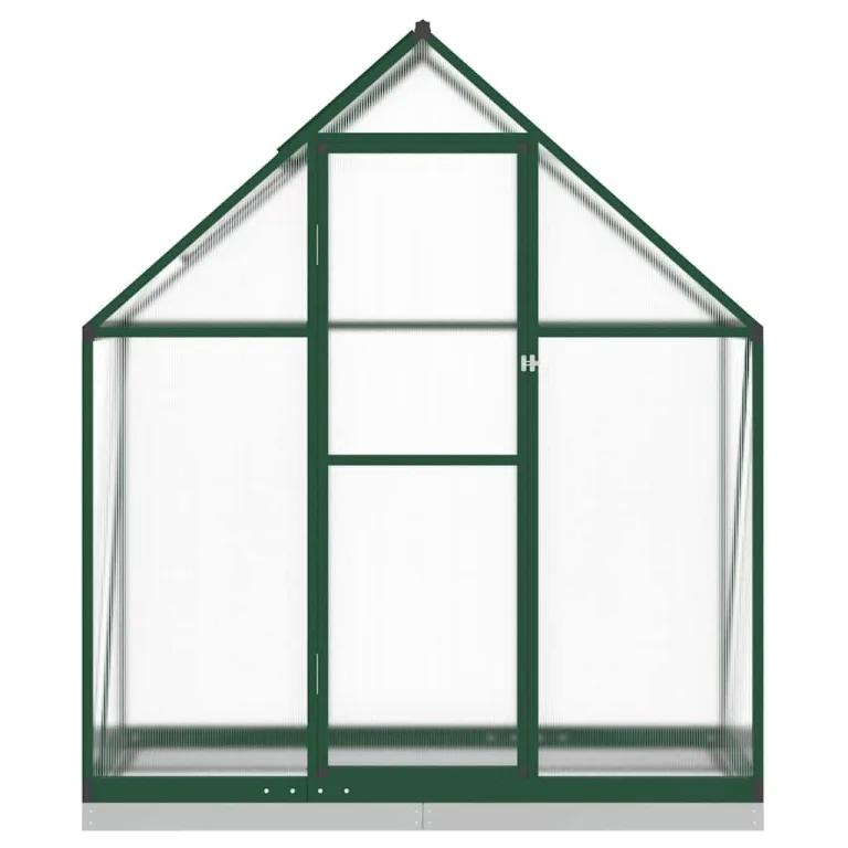HUAKEHOM Gewächshaus mit Fundamentrahmen Pflanzenhaus mit Dachrinnensystem Flügeltür Treibhaus für Pflanzen Frühbeet Grün 169x58x202 cm Aluminimum – Bild 3
