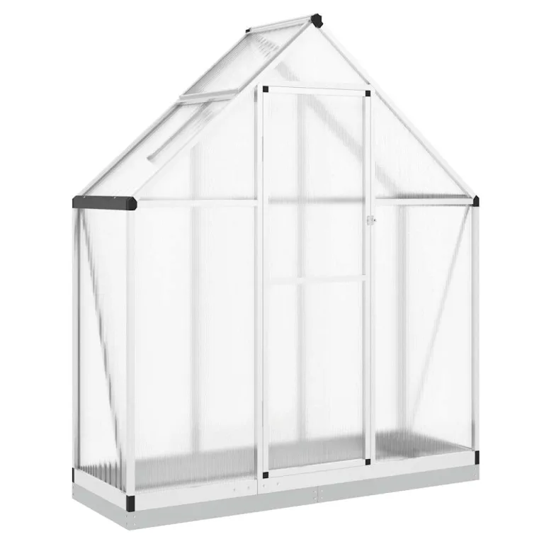 HUAKEHOM Gewächshaus mit Fundamentrahmen Pflanzenhaus mit Dachrinnensystem Flügeltür Treibhaus für Pflanzen Frühbeet Silbern 169x58x202cm Aluminimum – Bild 2