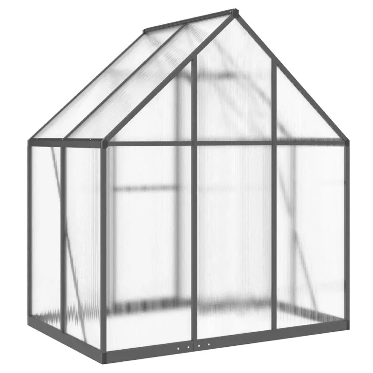 HUAKEHOM Gewächshaus mit Fundamentrahmen Pflanzenhaus mit Dachrinnensystem Flügeltür Treibhaus für Pflanzen Frühbeet Anthrazit 169x114x195 cm Alu – Bild 5