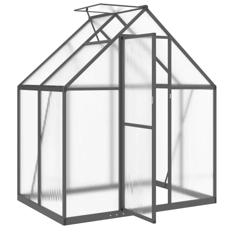HUAKEHOM Gewächshaus mit Fundamentrahmen Pflanzenhaus mit Dachrinnensystem Flügeltür Treibhaus für Pflanzen Frühbeet Anthrazit 169x114x195 cm Alu – Bild 6