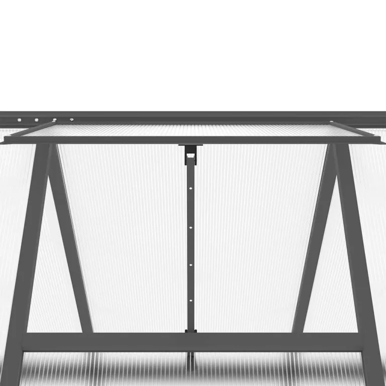 HUAKEHOM Gewächshaus mit Fundamentrahmen Pflanzenhaus mit Dachrinnensystem Flügeltür Treibhaus für Pflanzen Frühbeet Anthrazit 169x169x202 cm Alu – Bild 9