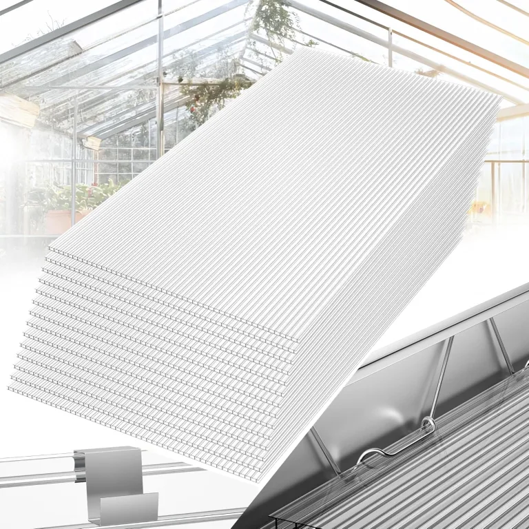 12 Stück Polycarbonat Hohlkammerstegplatten UV beständigem Doppelstegplatte Gewächshausplatten 605x1210x4mm Stegplatte Hohlkammerplatten für Gewächshaus mit 50 Klammern & 50 Z Clips – Bild 1