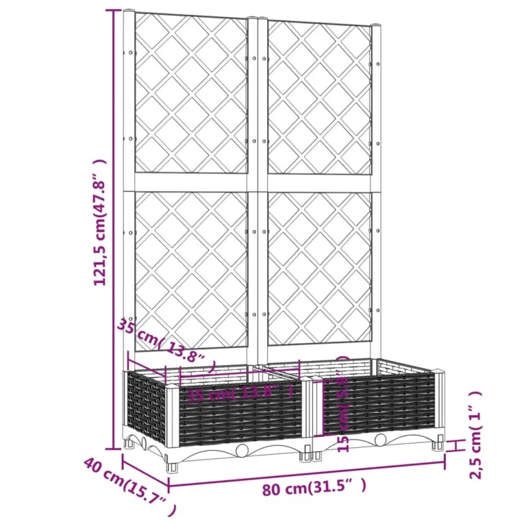 WGYHOME Pflanzkübel mit Rankgitter Braun 80x40x121,5 cm PP Hochbeet für Gemüse extra groß Gemüsebeet Pflanzkübel Frühbeet Gartenbeet Pflanzkübel Blumenkasten für Garten Balkon und Terrasse – Bild 6