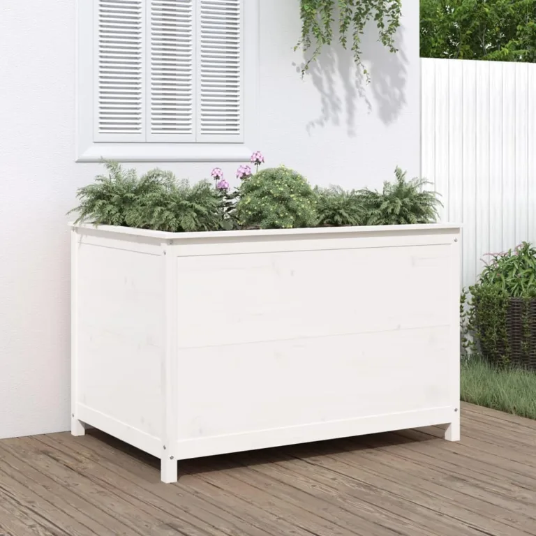 WGYHOME Pflanzkübel Weiß 40x40x39 cm Massivholz Kiefer Hochbeet für Gemüse extra groß Gemüsebeet Pflanzkübel Frühbeet Gartenbeet Pflanzkübel Blumenkasten für Garten Balkon und Terrasse – Bild 9