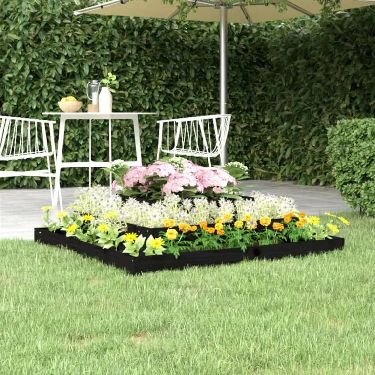 WGYHOME Pflanzkübel Schwarz 110x110x27 cm Massivholz Kiefer Hochbeet für Gemüse extra groß Gemüsebeet Pflanzkübel Frühbeet Gartenbeet Pflanzkübel Blumenkasten für Garten Balkon und Terrasse – Bild 2