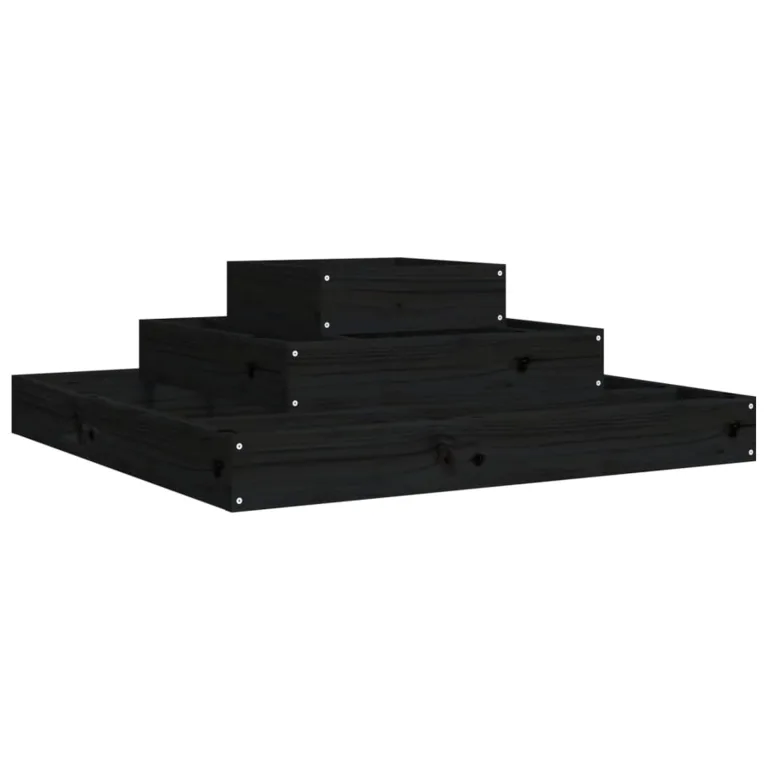 WGYHOME Pflanzkübel Schwarz 110x110x27 cm Massivholz Kiefer Hochbeet für Gemüse extra groß Gemüsebeet Pflanzkübel Frühbeet Gartenbeet Pflanzkübel Blumenkasten für Garten Balkon und Terrasse – Bild 8