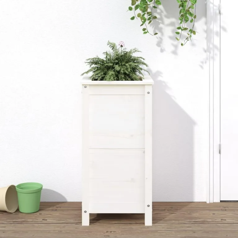 WGYHOME Pflanzkübel Weiß 82,5x82,5x39 cm Massivholz Kiefer Hochbeet für Gemüse extra groß Gemüsebeet Pflanzkübel Frühbeet Gartenbeet Pflanzkübel Blumenkasten für Garten Balkon und Terrasse – Bild 8
