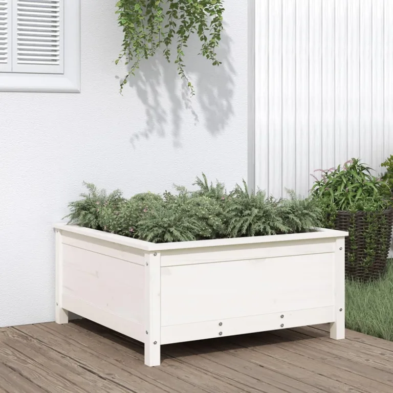 WGYHOME Pflanzkübel Weiß 82,5x82,5x39 cm Massivholz Kiefer Hochbeet für Gemüse extra groß Gemüsebeet Pflanzkübel Frühbeet Gartenbeet Pflanzkübel Blumenkasten für Garten Balkon und Terrasse – Bild 1