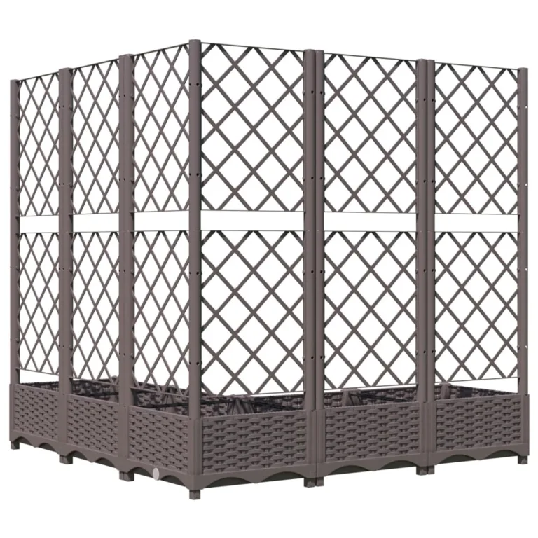 WGYHOME Pflanzkübel mit Rankgitter Braun 120x120x121,5 cm PP Hochbeet für Gemüse extra groß Gemüsebeet Pflanzkübel Frühbeet Gartenbeet Pflanzkübel Blumenkasten für Garten Balkon und Terrasse – Bild 5