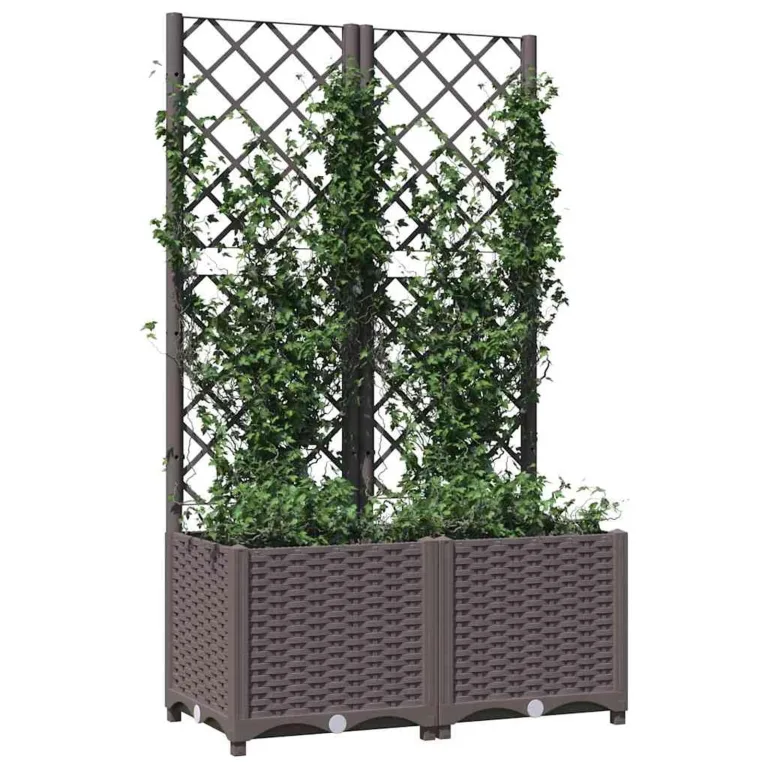 WGYHOME Pflanzkübel mit Rankgitter Braun 120x120x121,5 cm PP Hochbeet für Gemüse extra groß Gemüsebeet Pflanzkübel Frühbeet Gartenbeet Pflanzkübel Blumenkasten für Garten Balkon und Terrasse – Bild 10