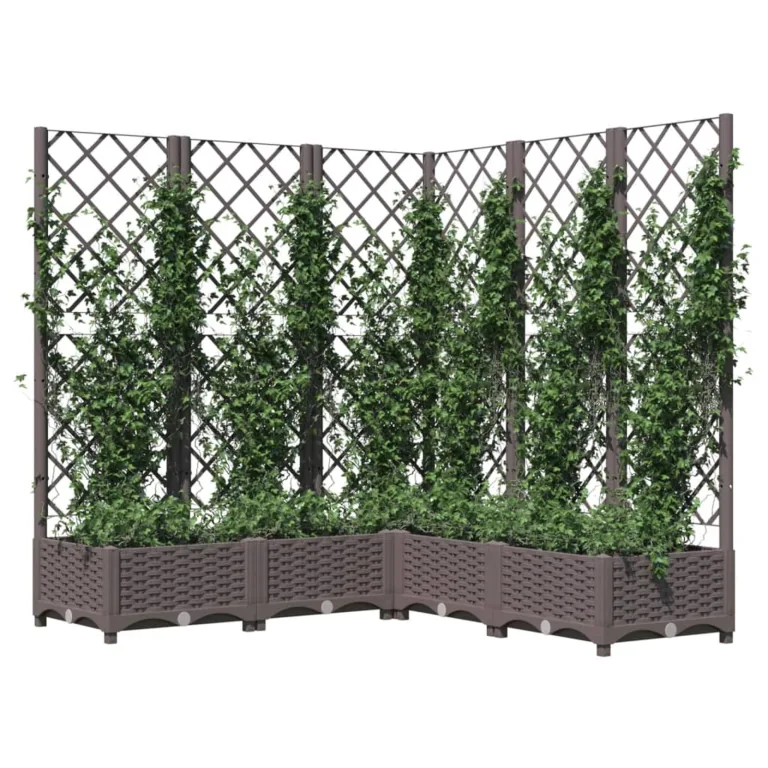 WGYHOME Pflanzkübel mit Rankgitter Braun 120x120x121,5 cm PP Hochbeet für Gemüse extra groß Gemüsebeet Pflanzkübel Frühbeet Gartenbeet Pflanzkübel Blumenkasten für Garten Balkon und Terrasse – Bild 1