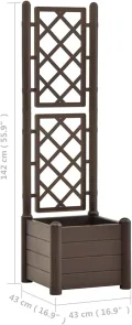 WGYHOME Pflanzkübel mit Spalier 43x43x142 cm PP Mokka Hochbeet für Gemüse extra groß Gemüsebeet Pflanzkübel Frühbeet Gartenbeet Pflanzkübel Blumenkasten für Garten Balkon und Terrasse - Thumbnail 6