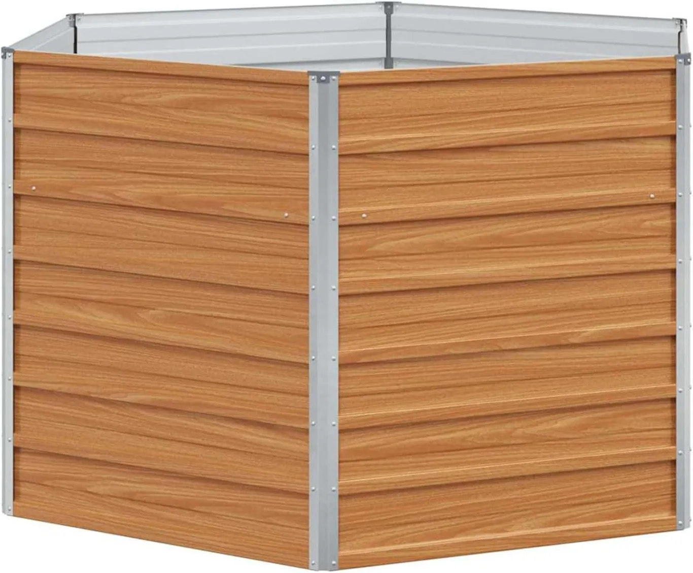 WGYHOME Hochbeet im Garten Hellbraun 129 x 129 x 77 cm Verzinkter Stahl Hochbeet für Gemüse Gemüsebeet Pflanzkübel Frühbeet Gartenbeet Pflanzkübel Blumenkasten für Garten Balkon und Terrasse - Bild 1