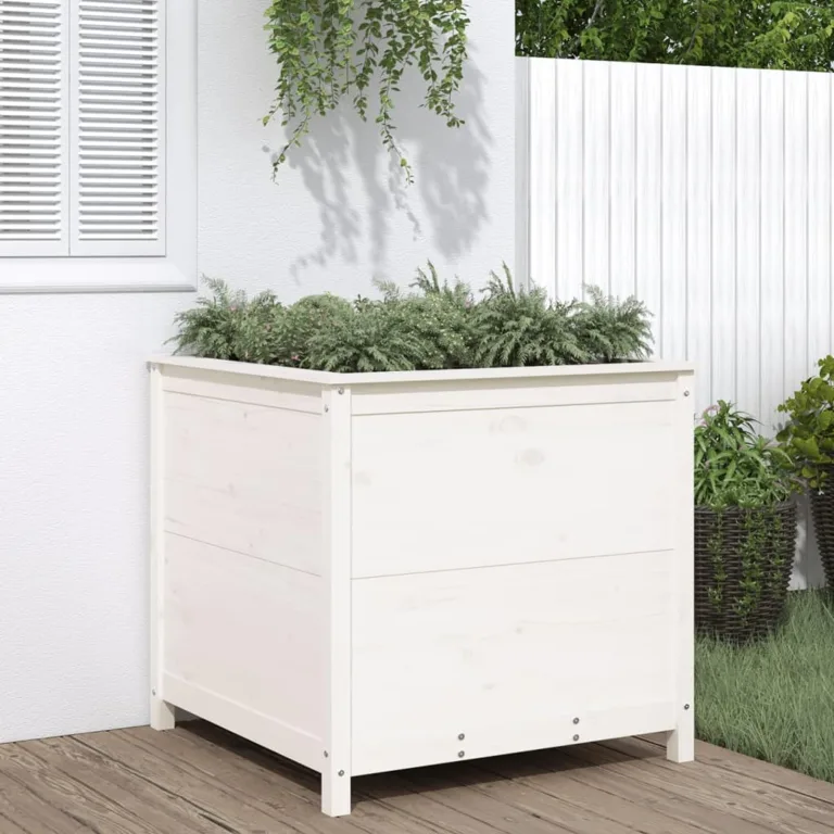 WGYHOME Hochbeet Weiß 119,5x82,5x78 cm Massivholz Kiefer Hochbeet für Gemüse extra groß Gemüsebeet Pflanzkübel Frühbeet Gartenbeet Pflanzkübel Blumenkasten für Garten Balkon und Terrasse – Bild 9