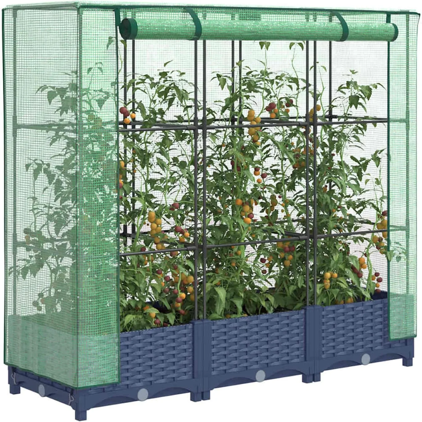WGYHOME Hochbeet mit Gewächshausabdeckung Rattanoptik 120x40x123 cm Hochbeet für Gemüse extra groß Gemüsebeet Pflanzkübel Frühbeet Gartenbeet Pflanzkübel Blumenkasten für Garten Balkon und Terrasse - Bild 1