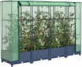 WGYHOME Hochbeet mit Gewächshausabdeckung Rattanoptik 120x40x123 cm Hochbeet für Gemüse extra groß Gemüsebeet Pflanzkübel Frühbeet Gartenbeet Pflanzkübel Blumenkasten für Garten Balkon und Terrasse - Thumbnail 8