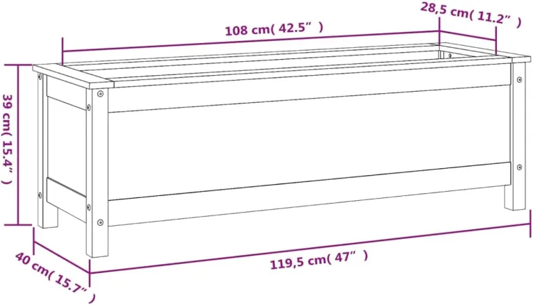 WGYHOME Hochbeet Weiß 119,5x40x39 cm Massivholz Kiefer Hochbeet für Gemüse extra groß Gemüsebeet Pflanzkübel Frühbeet Gartenbeet Pflanzkübel Blumenkasten für Garten Balkon und Terrasse – Bild 7