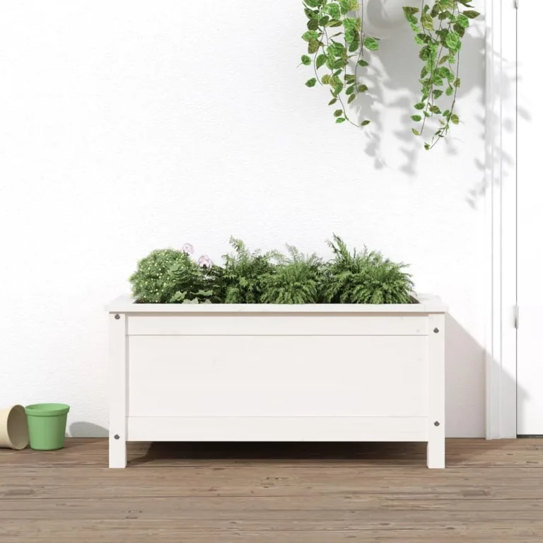 WGYHOME Hochbeet Weiß 119,5x40x39 cm Massivholz Kiefer Hochbeet für Gemüse extra groß Gemüsebeet Pflanzkübel Frühbeet Gartenbeet Pflanzkübel Blumenkasten für Garten Balkon und Terrasse – Bild 8