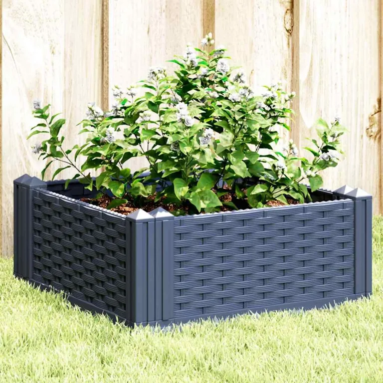 WGYHOME Pflanzkasten mit Erdspießen Blaugrau 42,5x42,5x28,5 cm PP Hochbeet für Gemüse extra groß Gemüsebeet Pflanzkübel Frühbeet Gartenbeet Pflanzkübel Blumenkasten für Garten Balkon und Terrasse – Bild 2