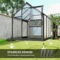 Outsunny Gewächshaus Aluminium 3,65m² 190x192x201cm mit Fundament Dachfenster Schiebetür 4 mm Platten, UV-beständig Treibhaus Aufzucht Tomatenhaus Pflanzenhaus Frühbeet für Garten Outdoor - Thumbnail 5