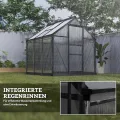 Outsunny Gewächshaus Aluminium 3,65m² 190x192x201cm mit Fundament Dachfenster Schiebetür 4 mm Platten, UV-beständig Treibhaus Aufzucht Tomatenhaus Pflanzenhaus Frühbeet für Garten Outdoor - Thumbnail 6