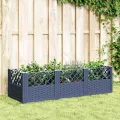 WGYHOME Pflanzkasten mit Erdspießen Blaugrau 123,5x43,5x43,5 cm PP Hochbeet für Gemüse extra groß Gemüsebeet Pflanzkübel Frühbeet Gartenbeet Pflanzkübel Blumenkasten für Garten Balkon und Terrasse - Thumbnail 2