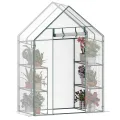 Gewächshaus Balkon Garten, 3-Etagen Foliengewächshaus 143x73x195 cm, Winterfestes Tomatengewächshaus Stabil, Platzsparendes Überwinterungszelt mit Reißverschlusstür, Wind- & Wetterfest, Weiß - Thumbnail 1