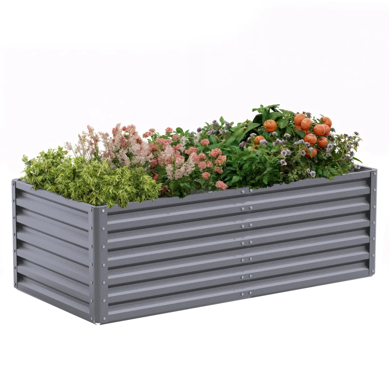 Amopatio Hochbeet Metall, Pflanzbeet Hochbeete für Garten, 180x90x60 cm, Hochbeete-kit 970 L für Gemüse Blumen Sukkulenten Kräuter, Blumenbeet & Pflanzentrog, Verzinkter Stahl, Grau - Bild 1