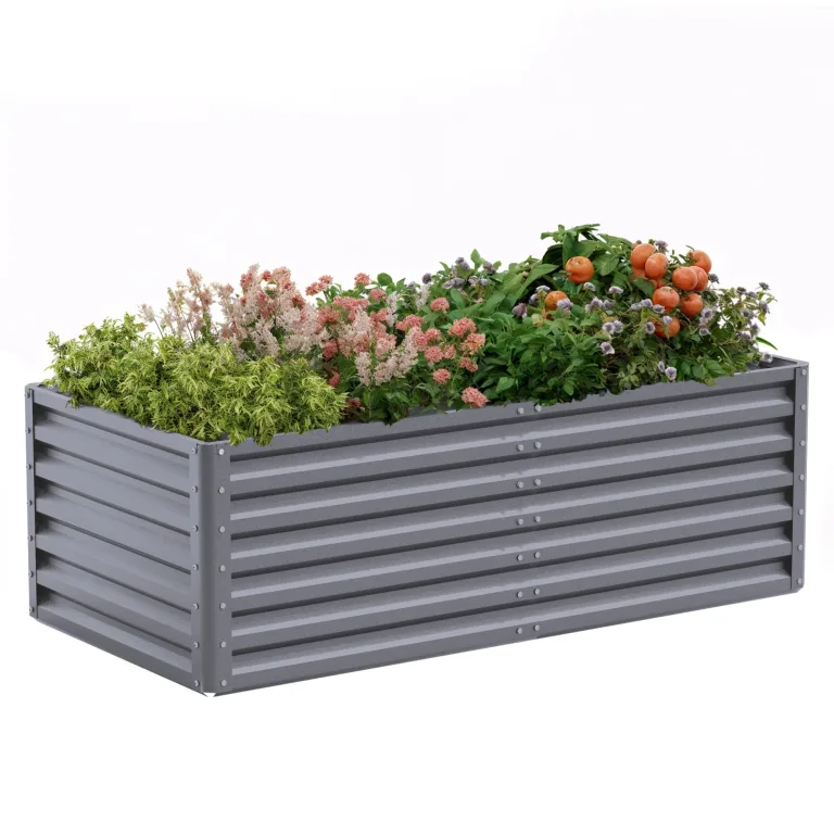 Amopatio Hochbeet Metall, Pflanzbeet Hochbeete für Garten, 180x90x60 cm, Hochbeete-kit 970 L für Gemüse Blumen Sukkulenten Kräuter, Blumenbeet & Pflanzentrog, Verzinkter Stahl, Grau – Bild 1