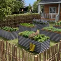 Amopatio Hochbeet Metall, Pflanzbeet Hochbeete für Garten, 180x90x60 cm, Hochbeete-kit 970 L für Gemüse Blumen Sukkulenten Kräuter, Blumenbeet & Pflanzentrog, Verzinkter Stahl, Grau - Thumbnail 5