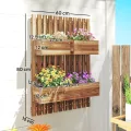 Outsunny Hochbeet Massivholz, Pflanzbeet Frühbeet Gartenbeet mit verstellbarem Blumenkasten, Wand, Pflanzkasten Pflanzkübel 60x16x80cm für Terrasse, Balkon, Gartenspalier für Blumen, Pflanzen Verkohlt - Thumbnail 8