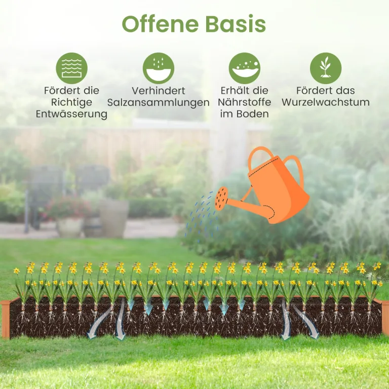 GOPLUS Hochbeet aus Tannenholz, Gartenbeet mit 2 Pflanzkästen & Trennwänden, Blumenkasten mit offenem Boden, Pflanzbeet Garten, Kräuterbeet Pflanzkasten Pflanzkübel für Blumen, Gemüse & Obst (Orange) – Bild 5