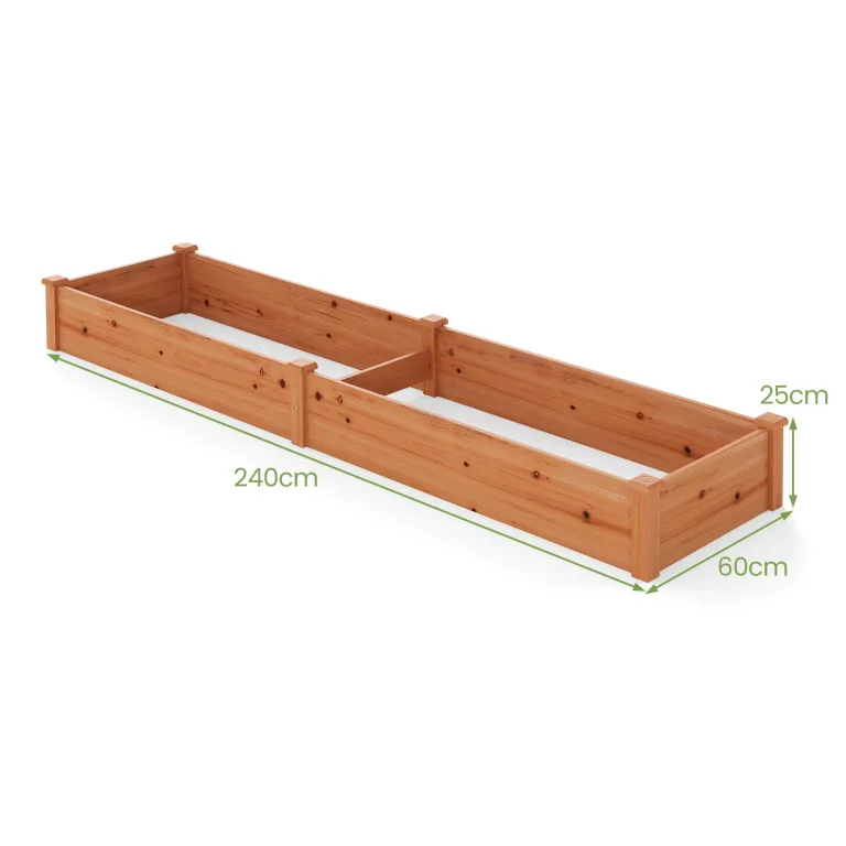 GOPLUS Hochbeet aus Tannenholz, Gartenbeet mit 2 Pflanzkästen & Trennwänden, Blumenkasten mit offenem Boden, Pflanzbeet Garten, Kräuterbeet Pflanzkasten Pflanzkübel für Blumen, Gemüse & Obst (Orange) – Bild 6