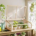 COSTWAY Frühbeet Gewächshaus, mini Treibhaus, Frühbeetaufsatz, Hochbeet Abdeckung, Frühbeetkasten Aufsatz für Garten, Terrasse & Balkon, 94 x 63 x 40 cm (Natur) - Thumbnail 8