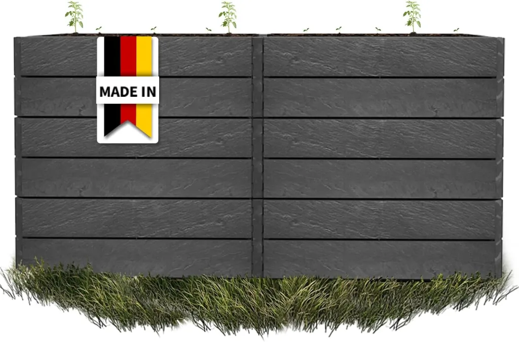 Garantia Ergo Quadro 2 L 75 Hochbeet Stone ergonomisches Gartenhochbeet aus Kunststoff modernes Stecksystem mit Bewässerung für Gemüse Kräuter und Blumen für Garten Terrasse und Außenbereich