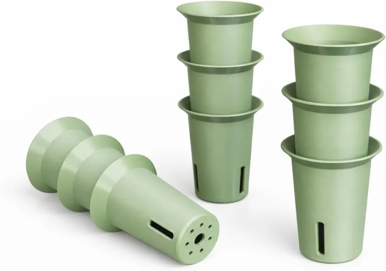 Selbstbewässerndes Anzuchtset – 6 Pflanztöpfe mit Wasserspeicher & Feuchtigkeitskuppel – Modernes Kräuter- & Gemüse-Keimset für Fensterbank & Balkon (Grun, 6-Topf) – Bild 3