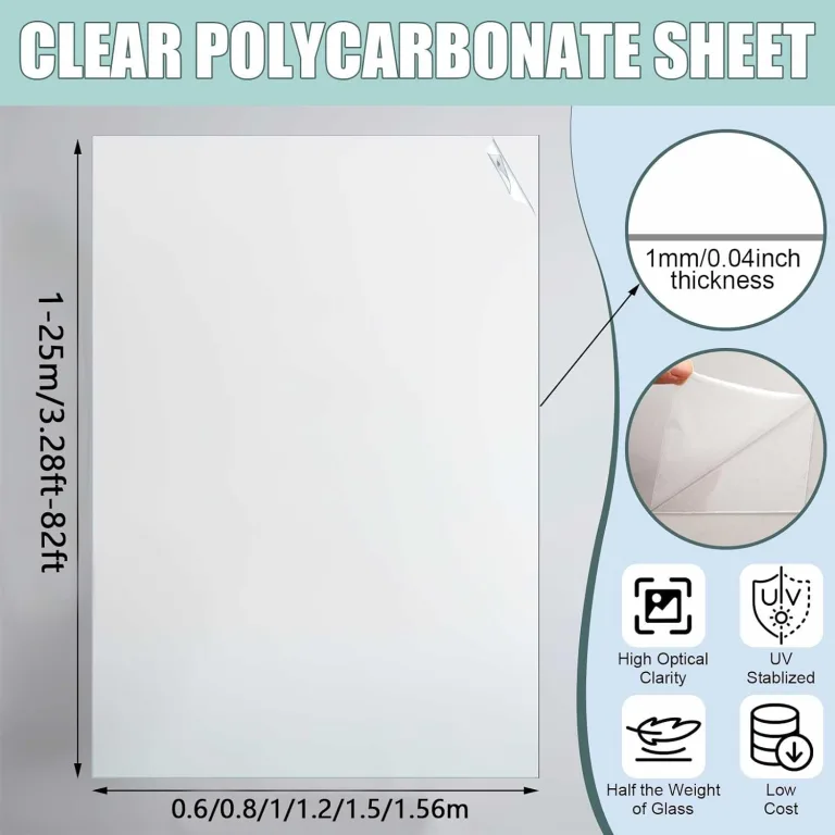 Polycarbonat-Acryl-Kunststoffplatte, 1 mm dick, wasserdicht, Dachplatten für den Außenbereich, Garten, Gewächshaus, starke Schlagfestigkeit (0,8 x 0,8 x 3 m) – Bild 8